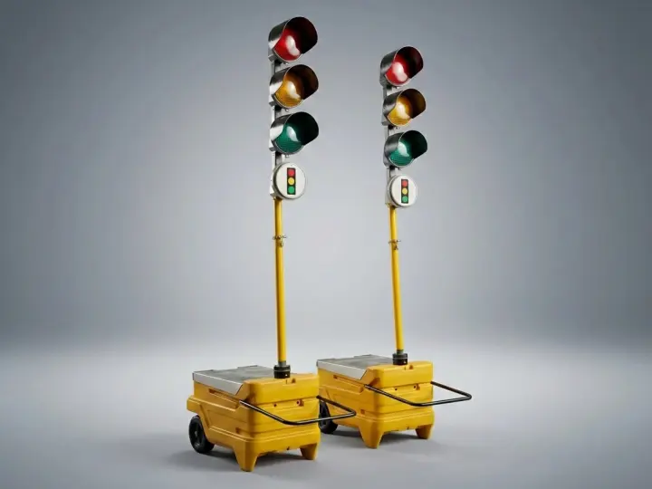 Mobile Lichtsignalanlage 2 Signalgeber mit Batteriebetrieb